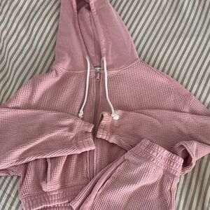 Waffle-Knit Pink Lounge set